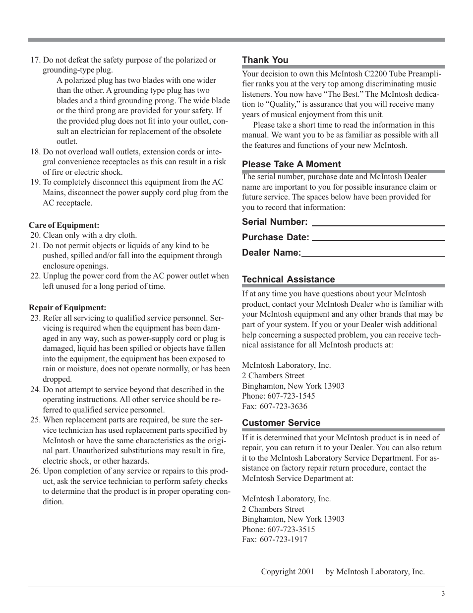 McIntosh C2200 User Manual | Page 3 / 28