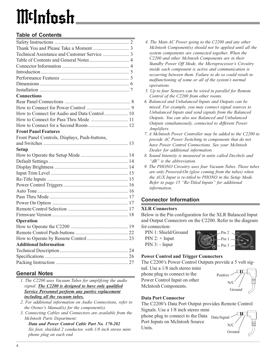 McIntosh C2200 User Manual | Page 4 / 28