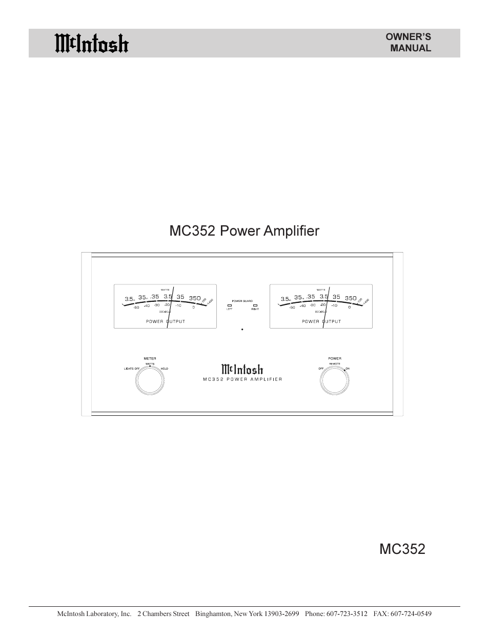 McIntosh MC352 User Manual | 12 pages