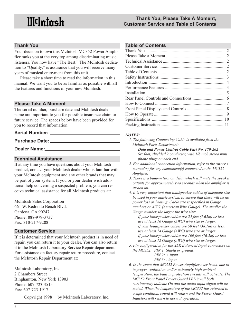 McIntosh MC352 User Manual | Page 2 / 12