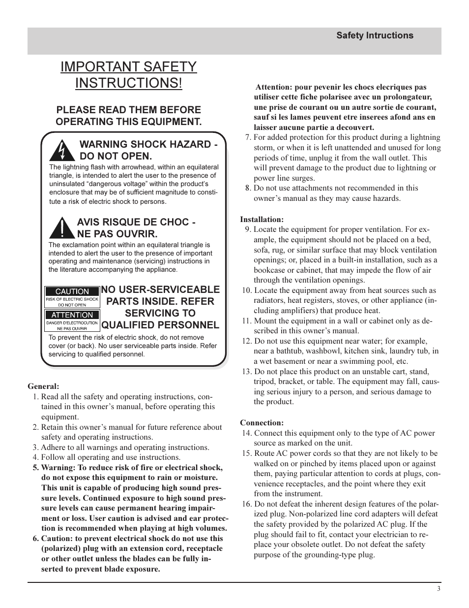 Important safety instructions | McIntosh MC352 User Manual | Page 3 / 12