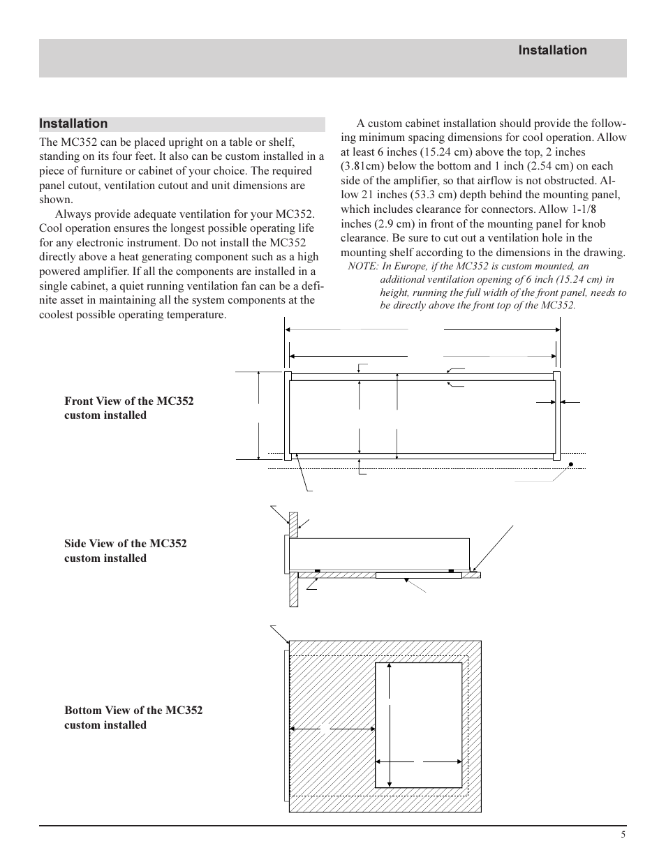 Installation | McIntosh MC352 User Manual | Page 5 / 12