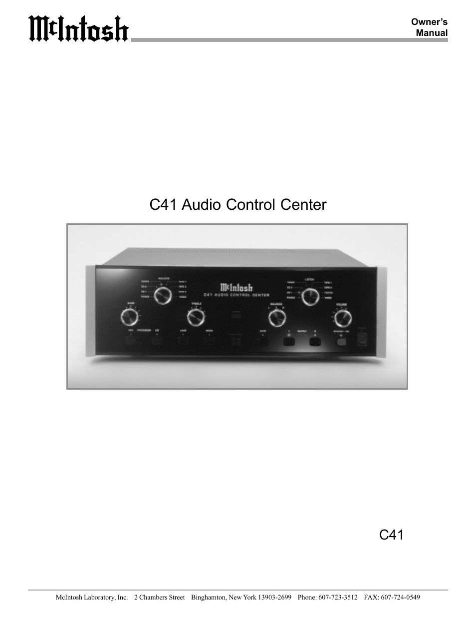 McIntosh C41 User Manual | 20 pages