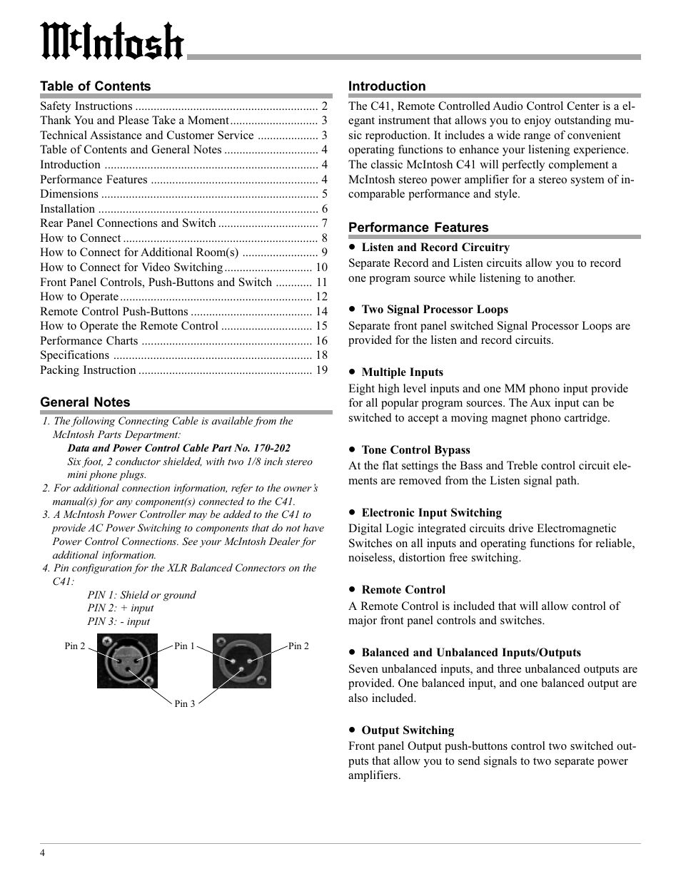 McIntosh C41 User Manual | Page 4 / 20