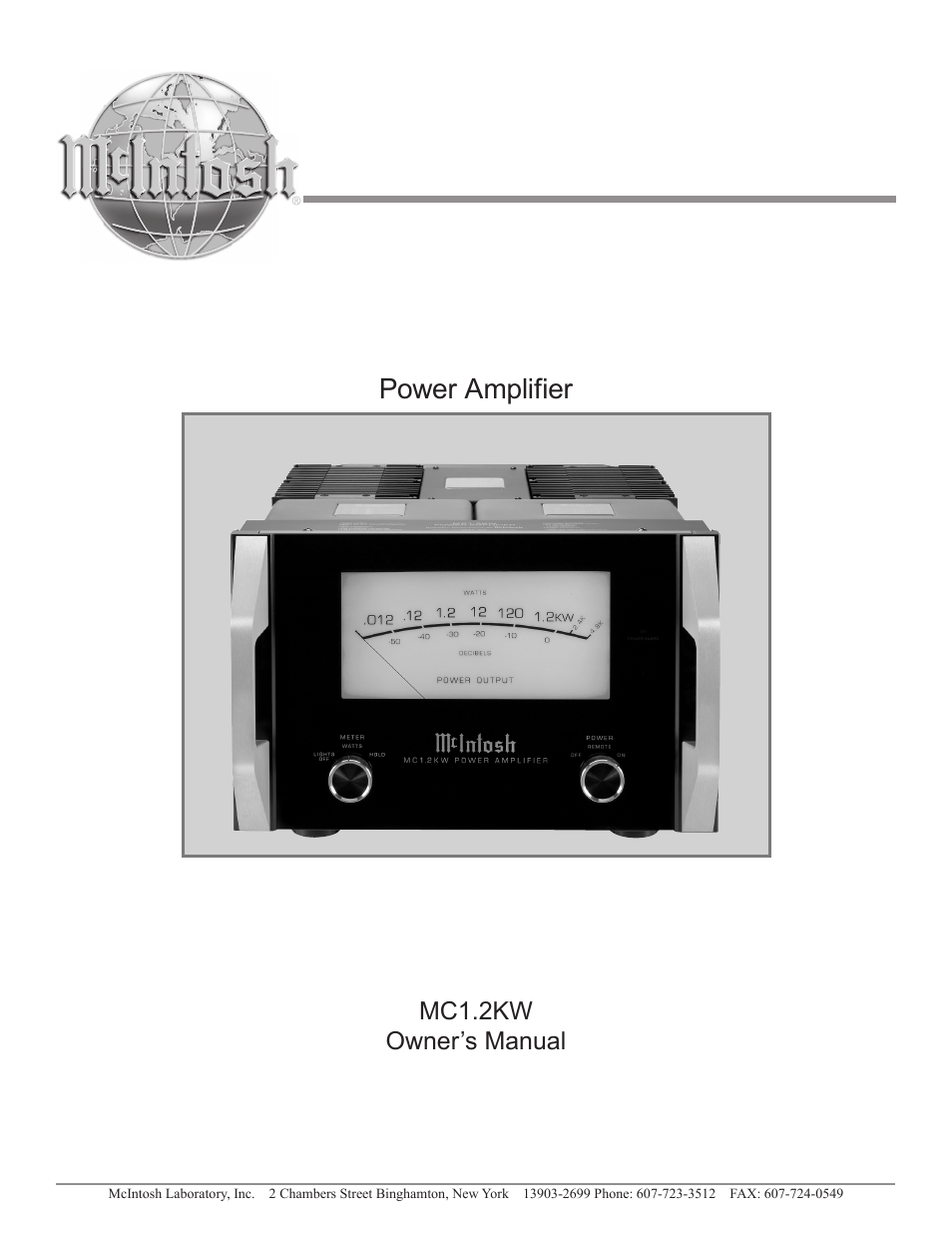 McIntosh MC1.2KW User Manual | 20 pages