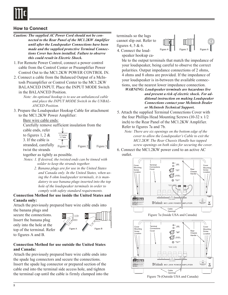 How to connect | McIntosh MC1.2KW User Manual | Page 8 / 20