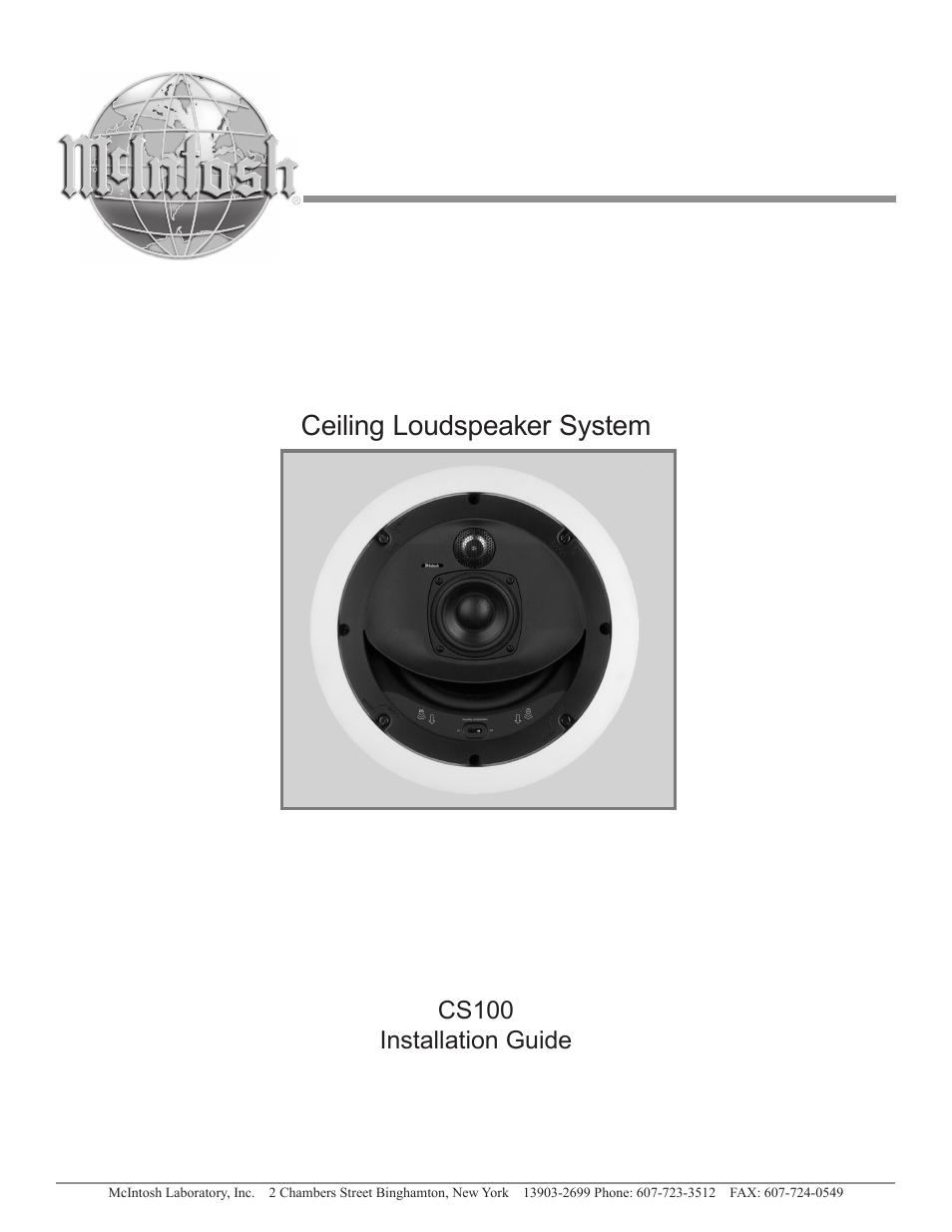 McIntosh CS100 User Manual | 8 pages