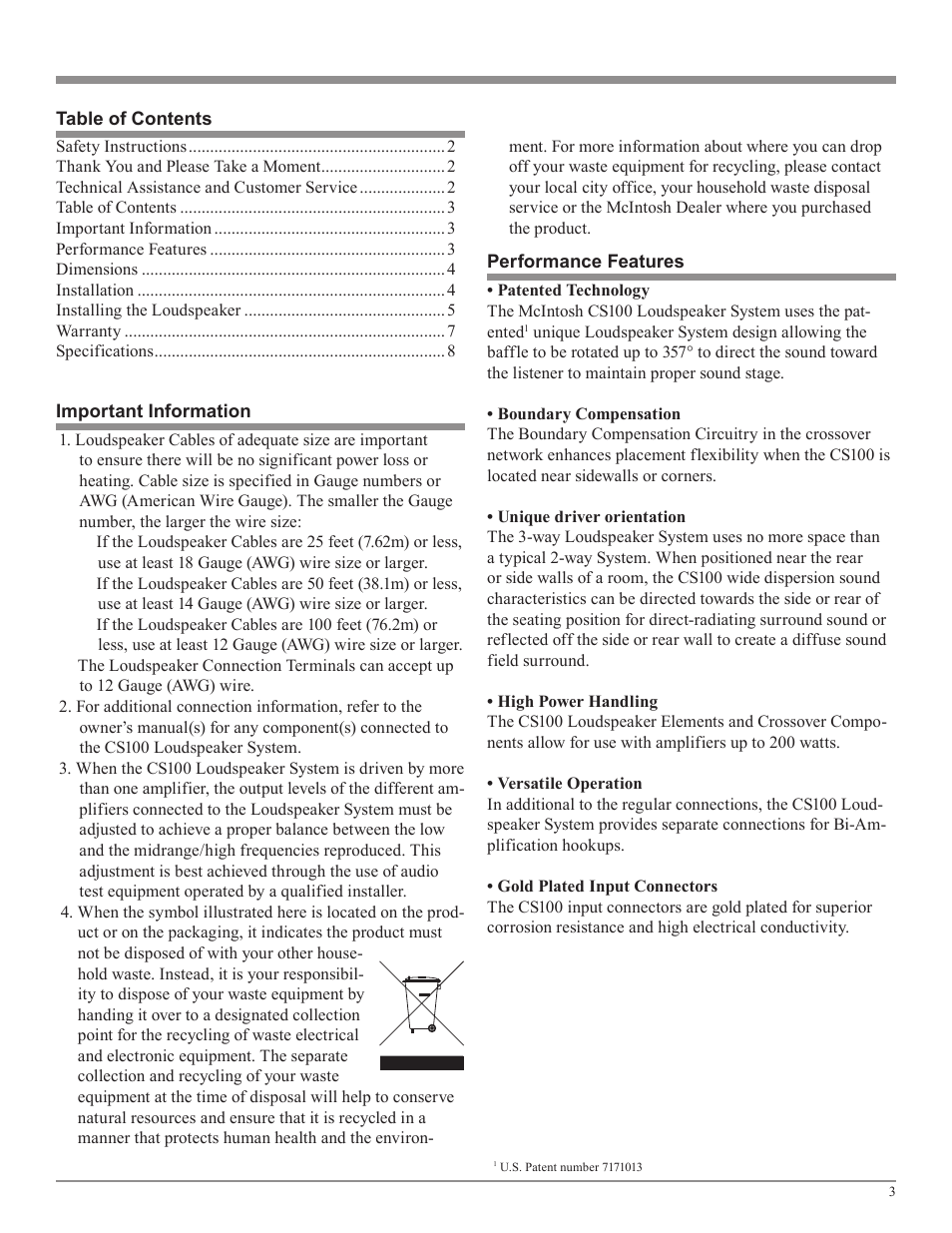 McIntosh CS100 User Manual | Page 3 / 8