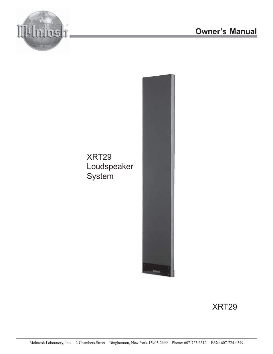 McIntosh XRT29 User Manual | 16 pages