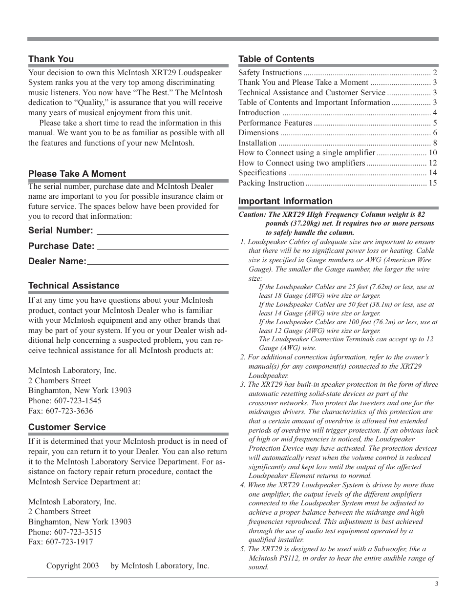 McIntosh XRT29 User Manual | Page 3 / 16