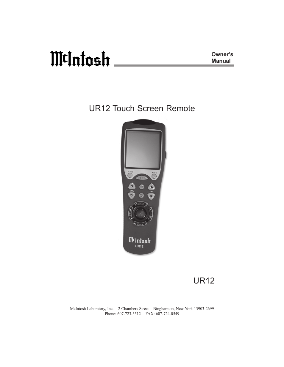 McIntosh UR12 User Manual | 48 pages