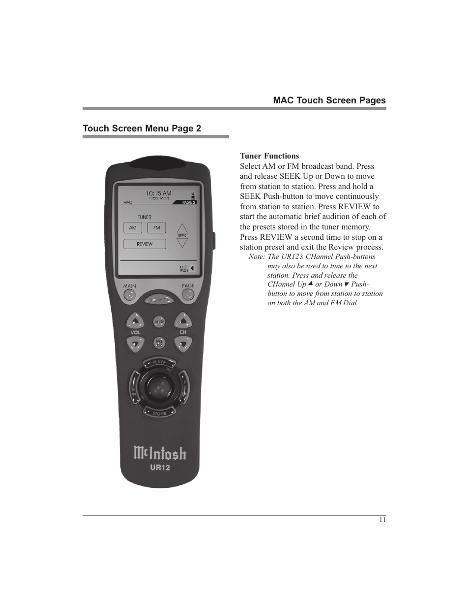 McIntosh UR12 User Manual | Page 11 / 48