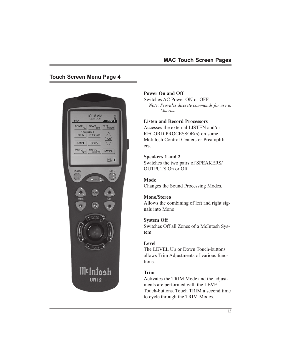 McIntosh UR12 User Manual | Page 13 / 48
