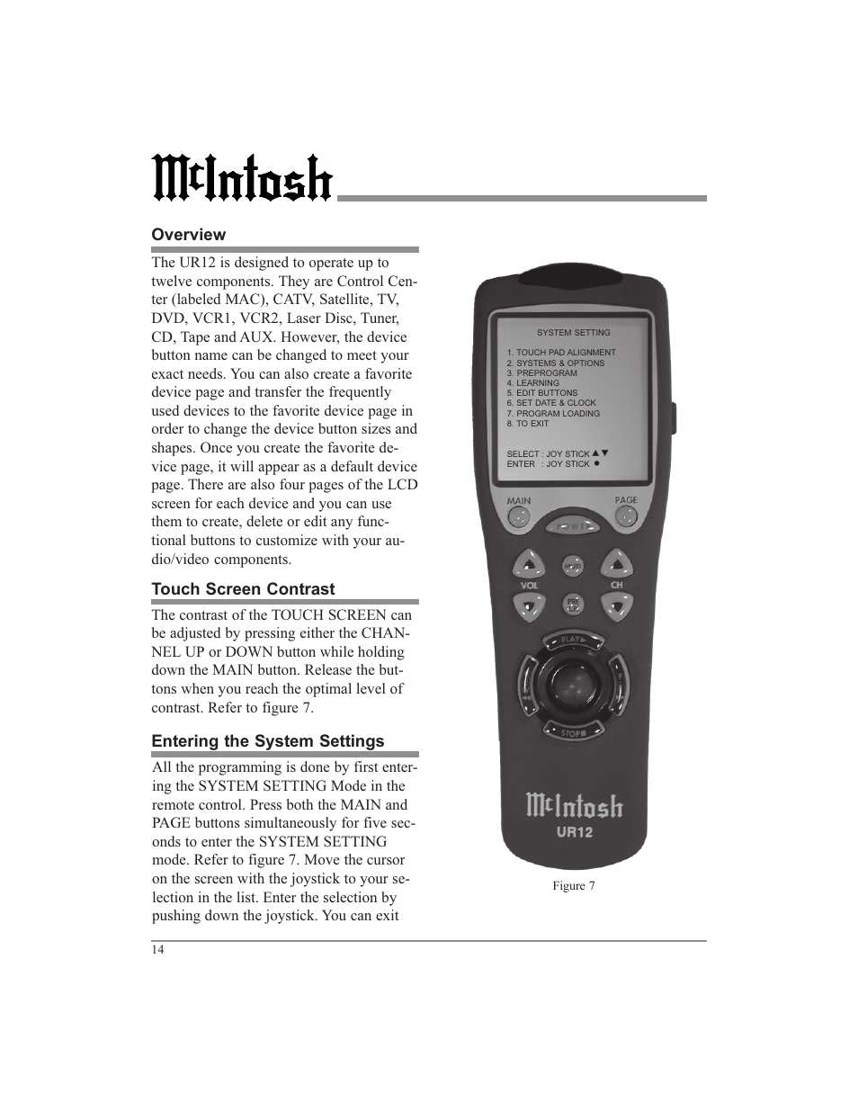 McIntosh UR12 User Manual | Page 14 / 48