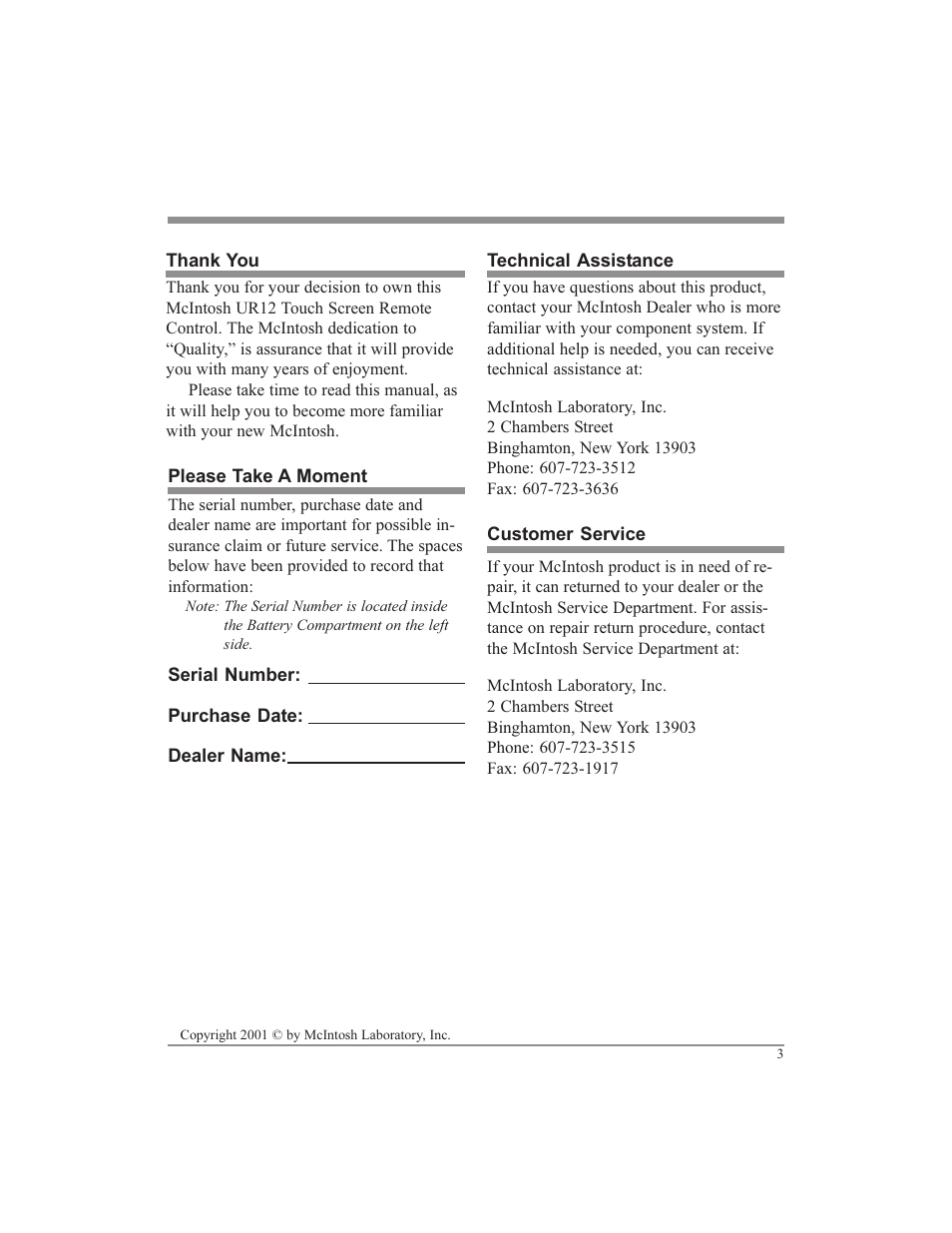 McIntosh UR12 User Manual | Page 3 / 48