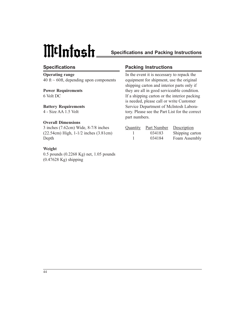 McIntosh UR12 User Manual | Page 44 / 48