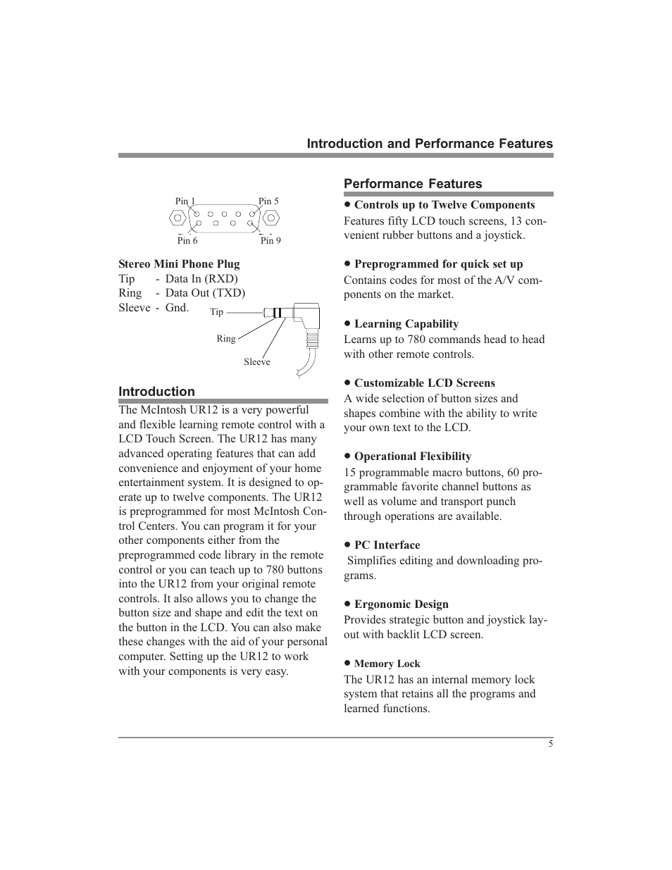 McIntosh UR12 User Manual | Page 5 / 48