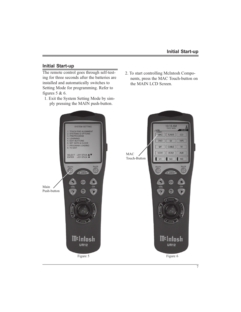 Initial start-up | McIntosh UR12 User Manual | Page 7 / 48