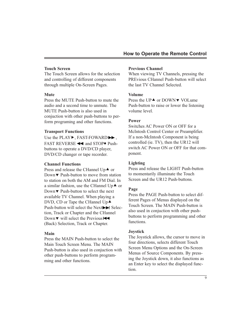McIntosh UR12 User Manual | Page 9 / 48