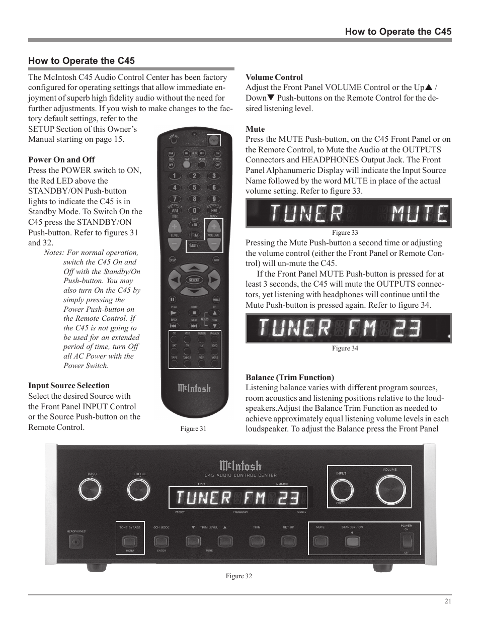 McIntosh Audio Control Center C45 User Manual | Page 21 / 36