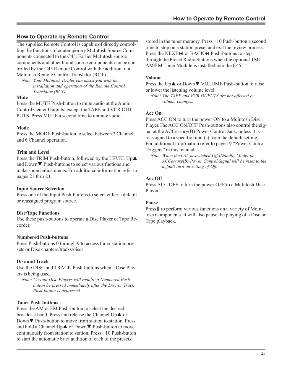 McIntosh Audio Control Center C45 User Manual | Page 25 / 36