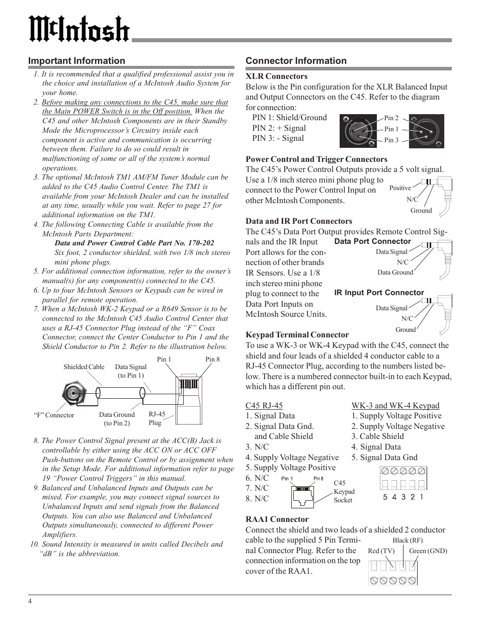 McIntosh Audio Control Center C45 User Manual | Page 4 / 36