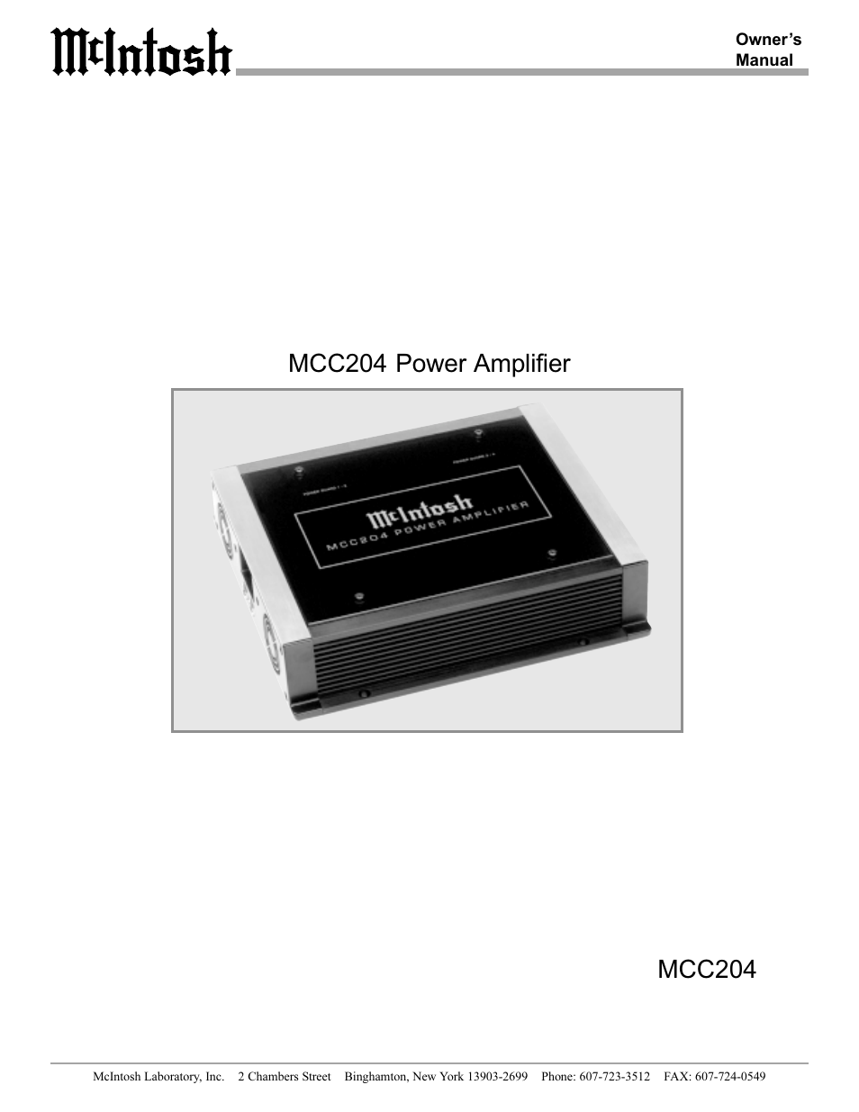 McIntosh MCC204 User Manual | 20 pages