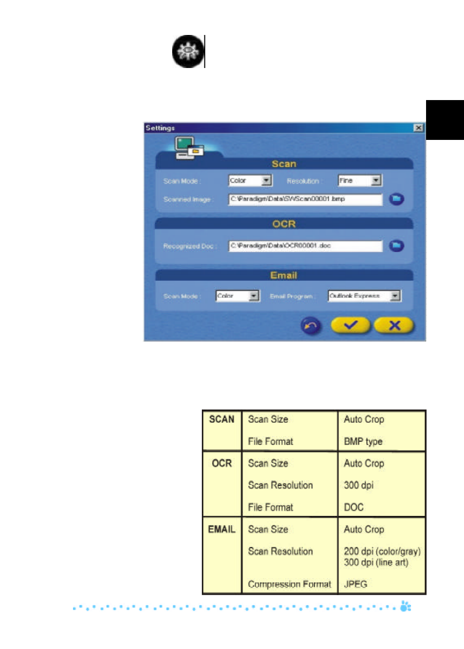 Bearpaw panel settings, Bearpaw panel (non-changeable) default settings | Mustek 1200 User Manual | Page 14 / 23