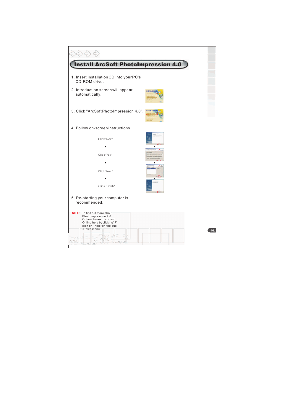 Install arcsoft photoimpression 4.0 | Mustek S40 User Manual | Page 12 / 22