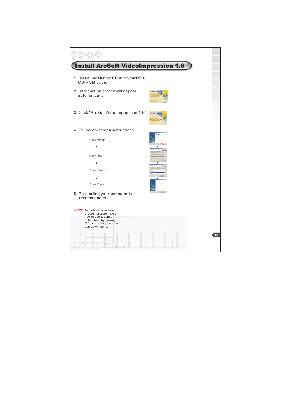 Install arcsoft videoimpression 1.6 | Mustek S40 User Manual | Page 14 / 22