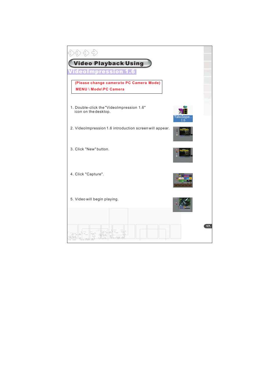 Video playback using videoimpression 1.6 | Mustek S40 User Manual | Page 19 / 22