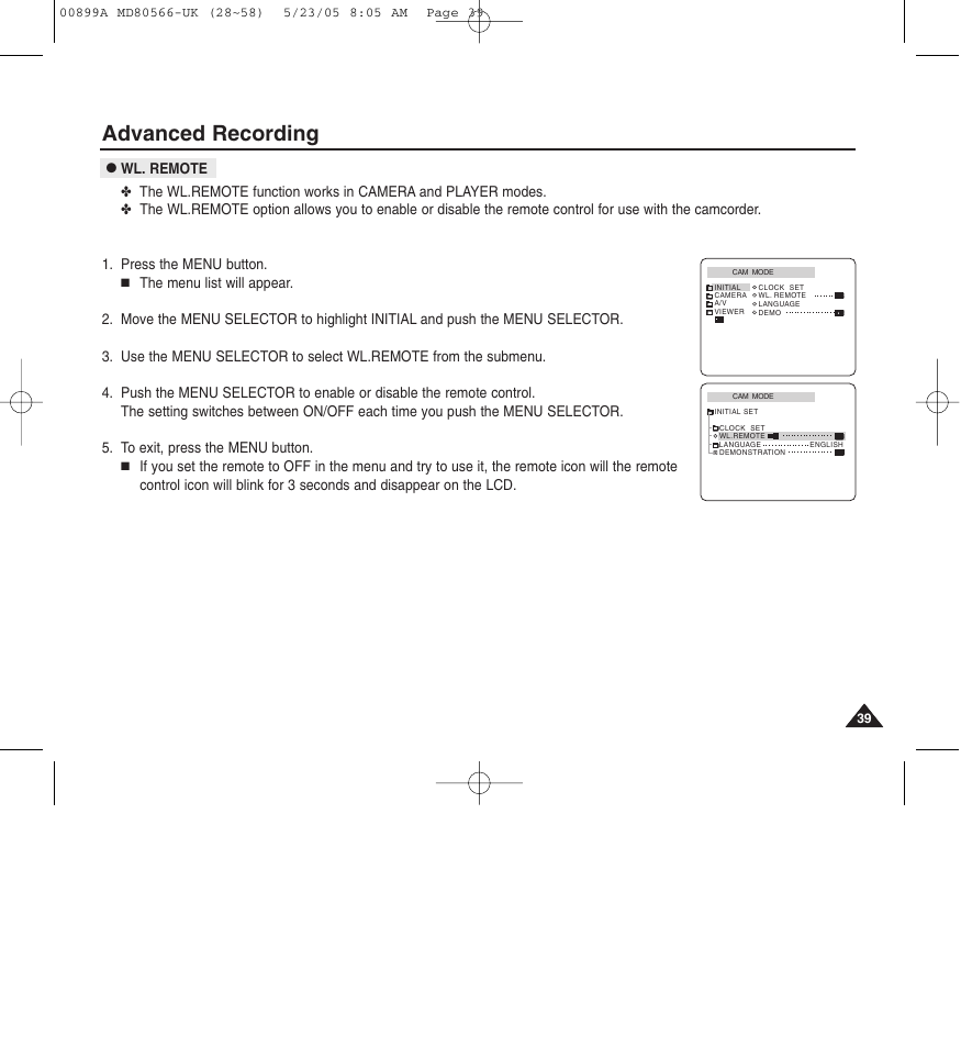 Advanced recording | Medion MD80566 User Manual | Page 39 / 87