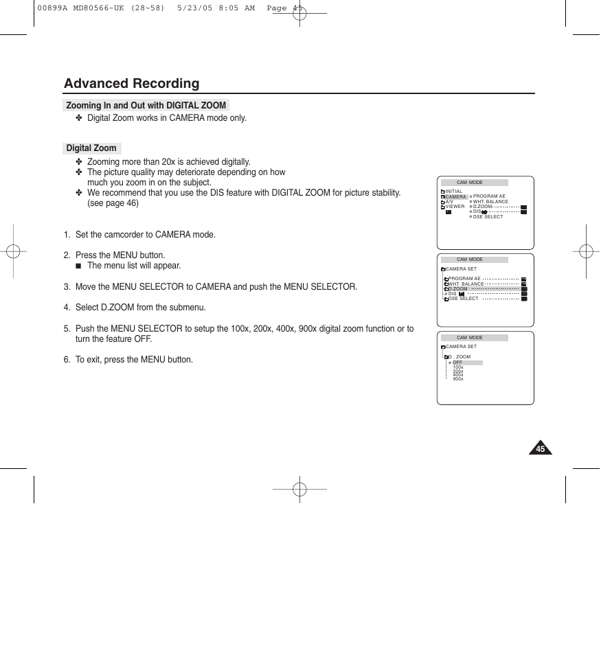 Advanced recording | Medion MD80566 User Manual | Page 45 / 87