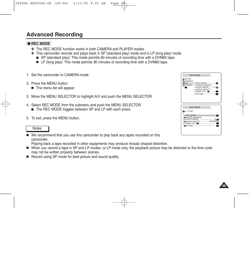 Advanced recording | Medion MD80566 User Manual | Page 49 / 87