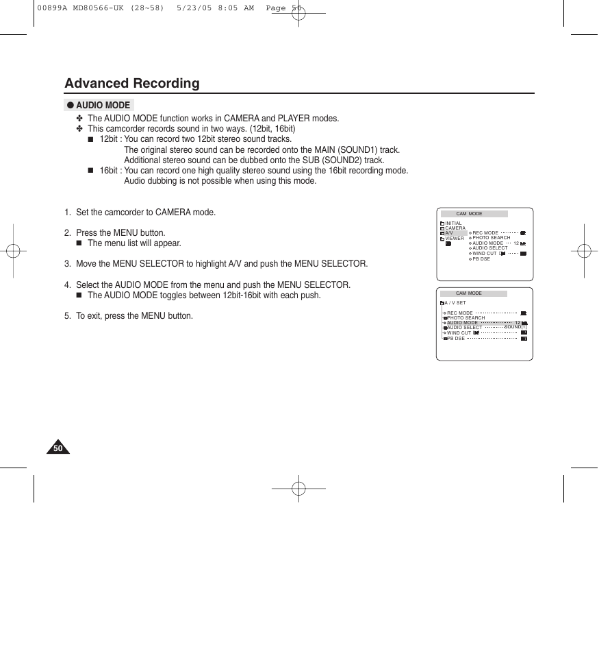 Advanced recording | Medion MD80566 User Manual | Page 50 / 87