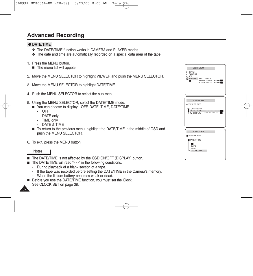 Advanced recording | Medion MD80566 User Manual | Page 52 / 87