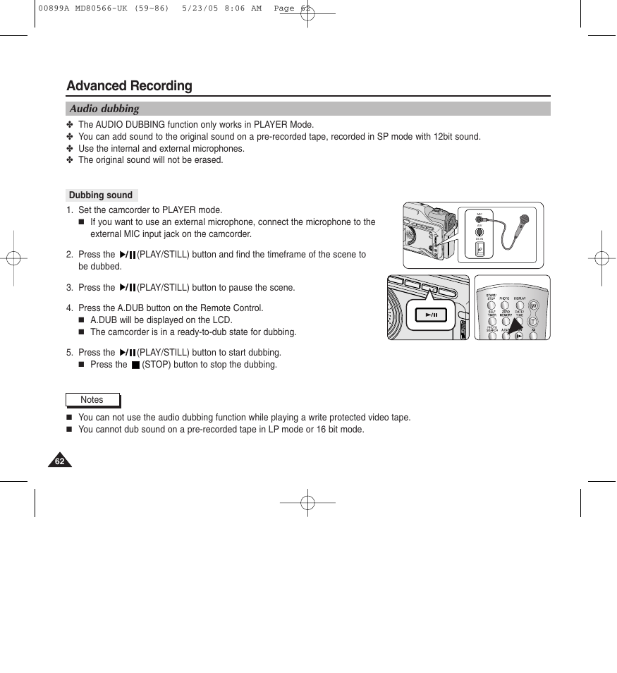 Advanced recording | Medion MD80566 User Manual | Page 62 / 87