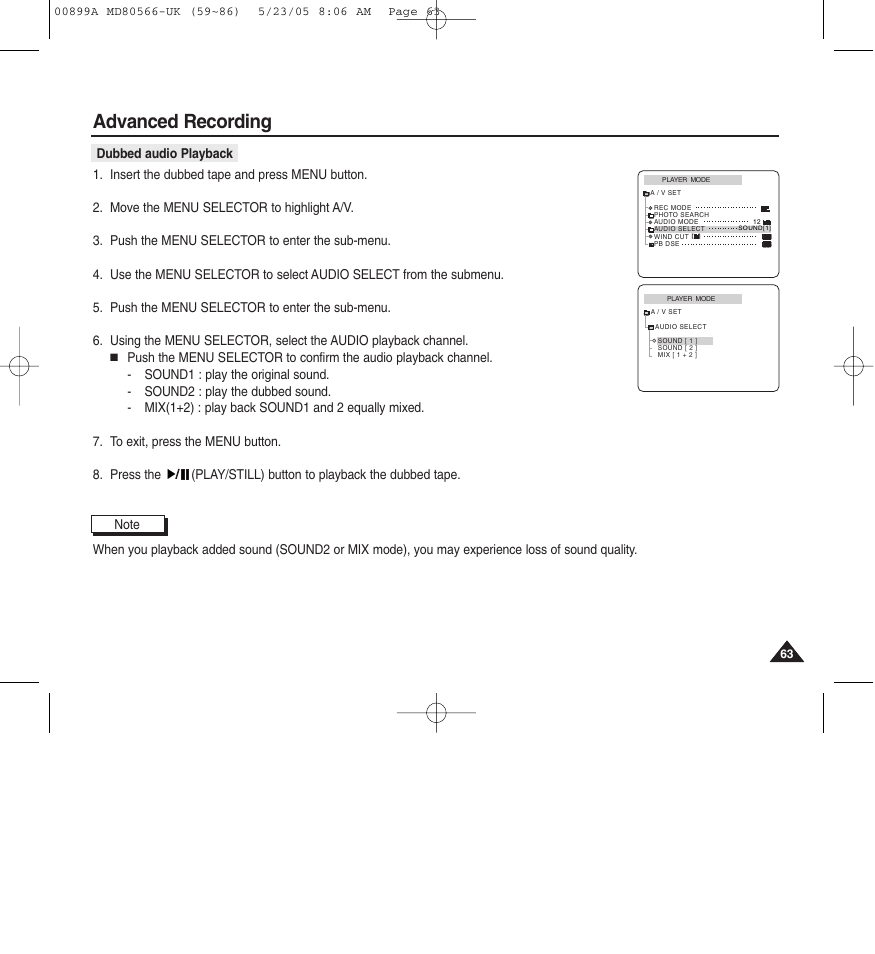 Advanced recording | Medion MD80566 User Manual | Page 63 / 87