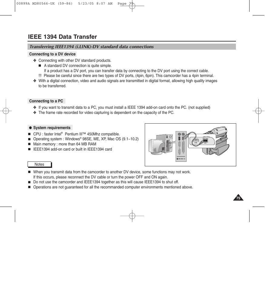 Ieee 1394 data transfer | Medion MD80566 User Manual | Page 75 / 87