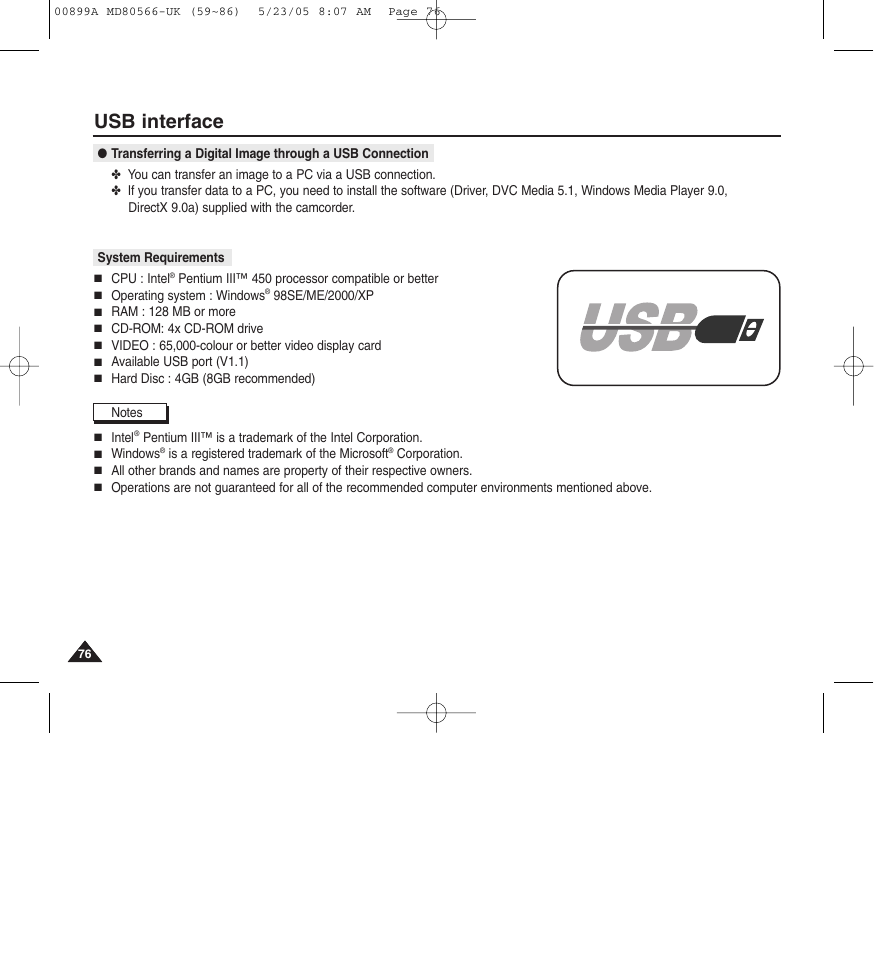 Usb interface | Medion MD80566 User Manual | Page 76 / 87