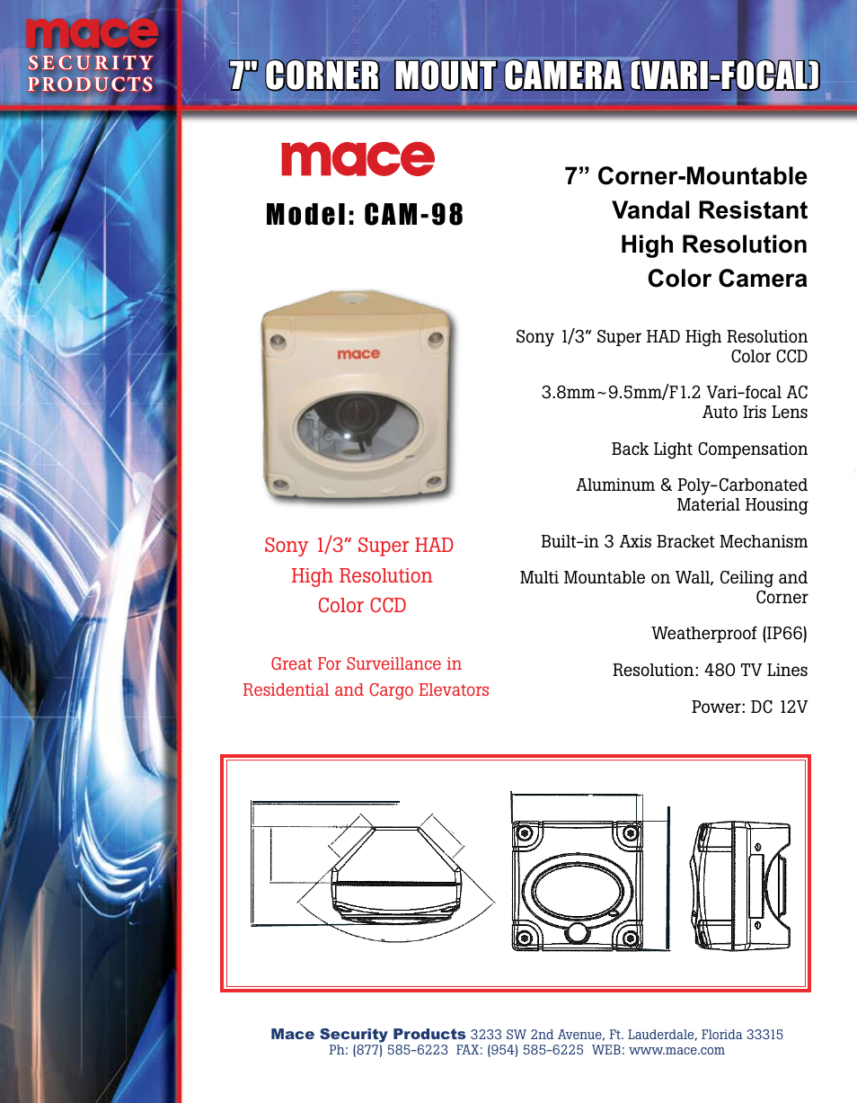 Mace CAM-98 User Manual | 1 page