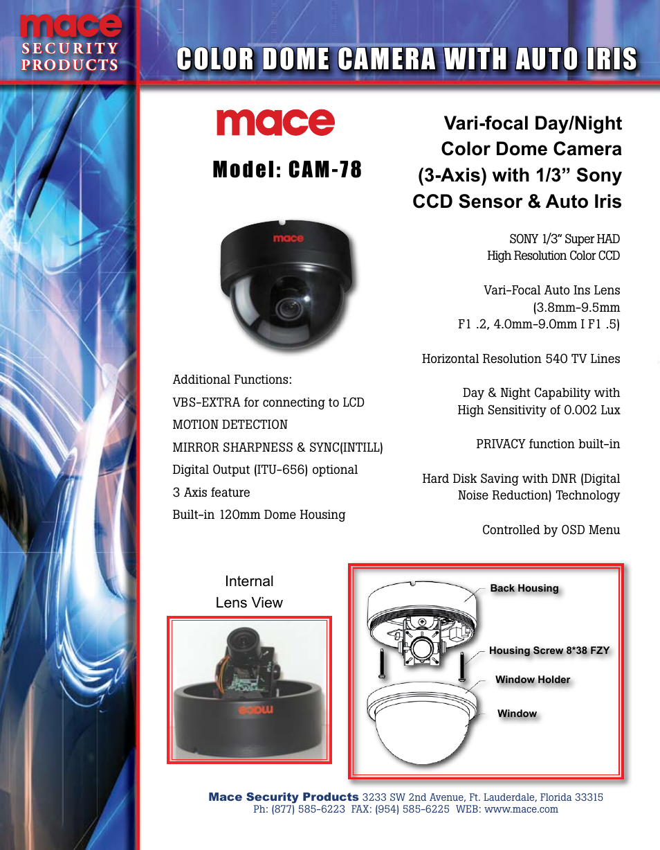 Mace CAM-78 User Manual | 1 page