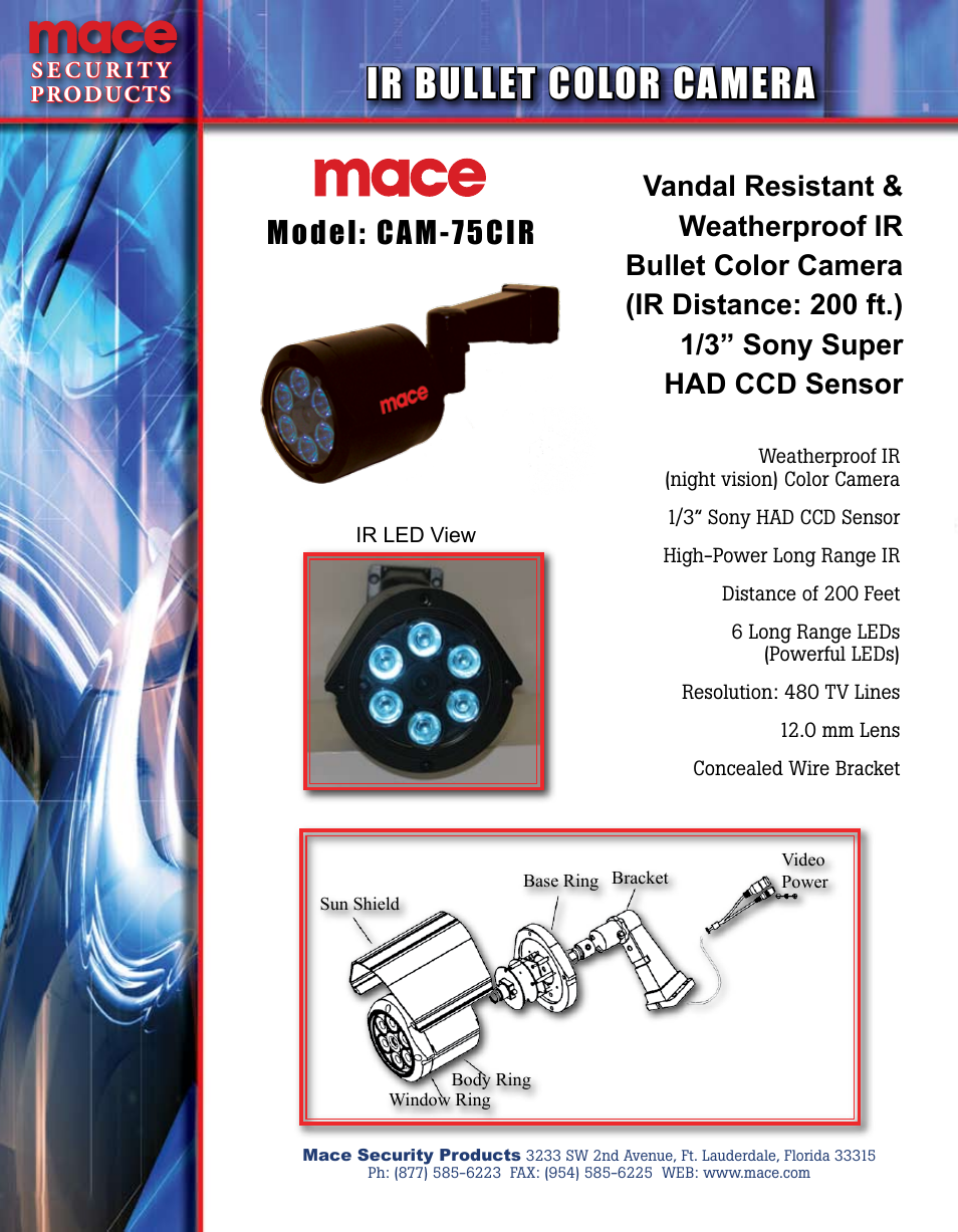 Mace CAM-75CIR User Manual | 1 page