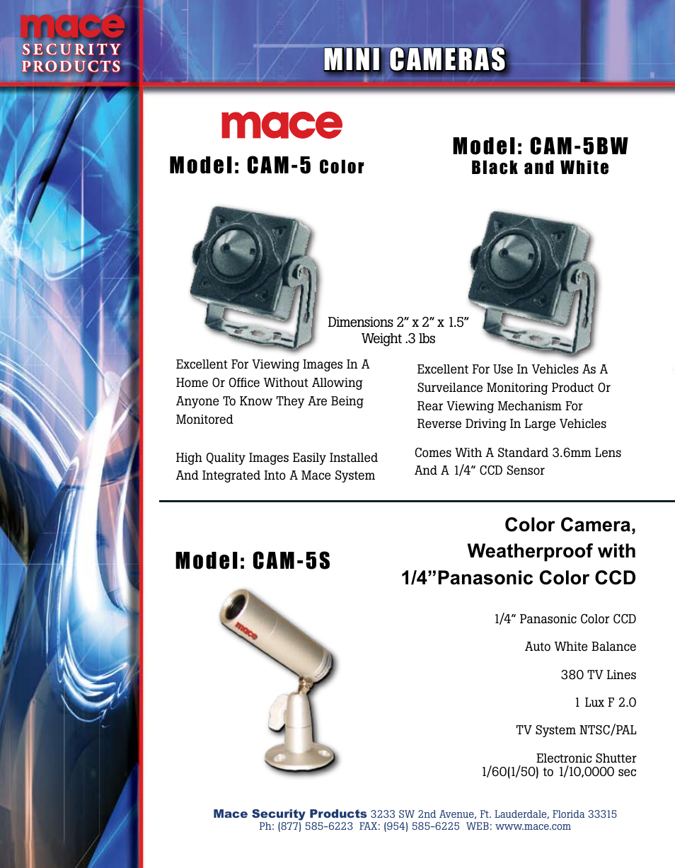 Mace CAM-5S User Manual | 1 page
