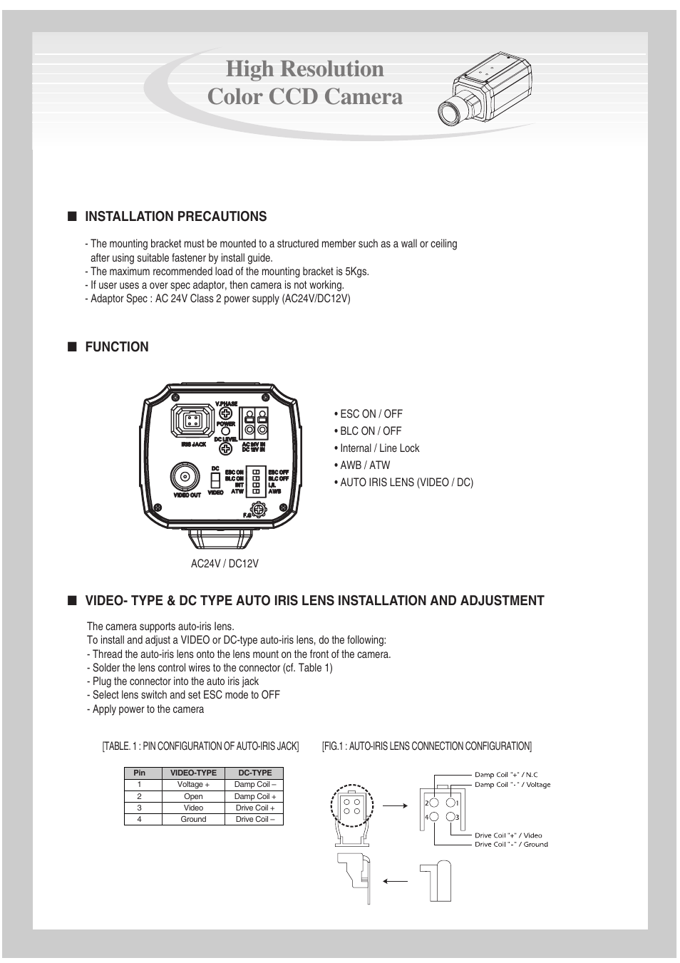 High resolution color ccd camera, Installation precautions | Mace CAM-94 User Manual | Page 2 / 2