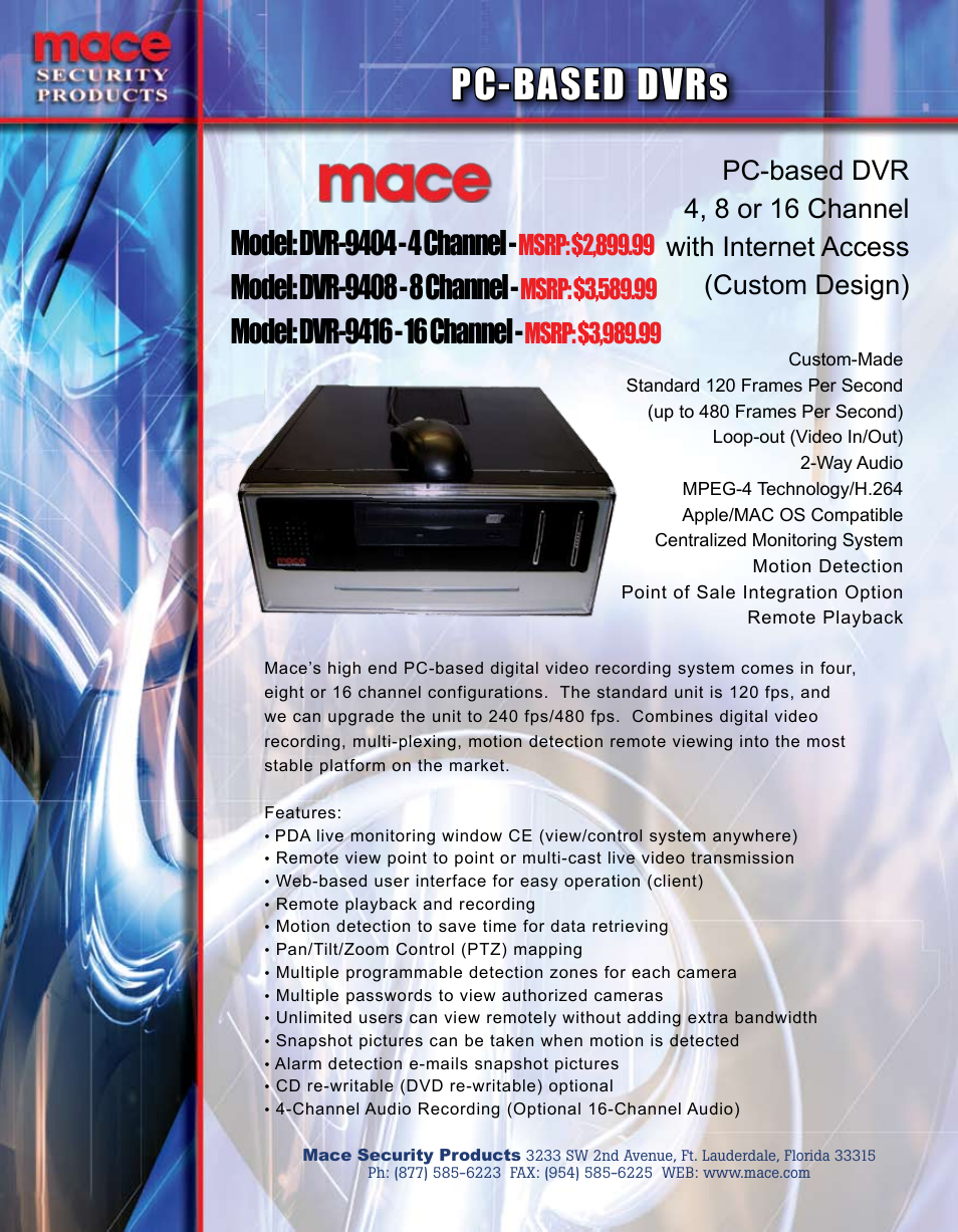 Mace DVR-94016 User Manual | 1 page