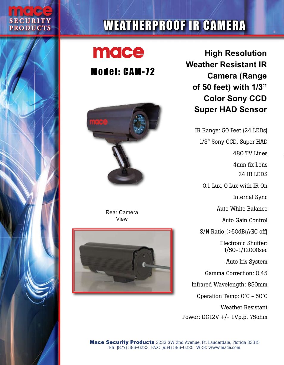 Mace CAM-72 User Manual | 1 page
