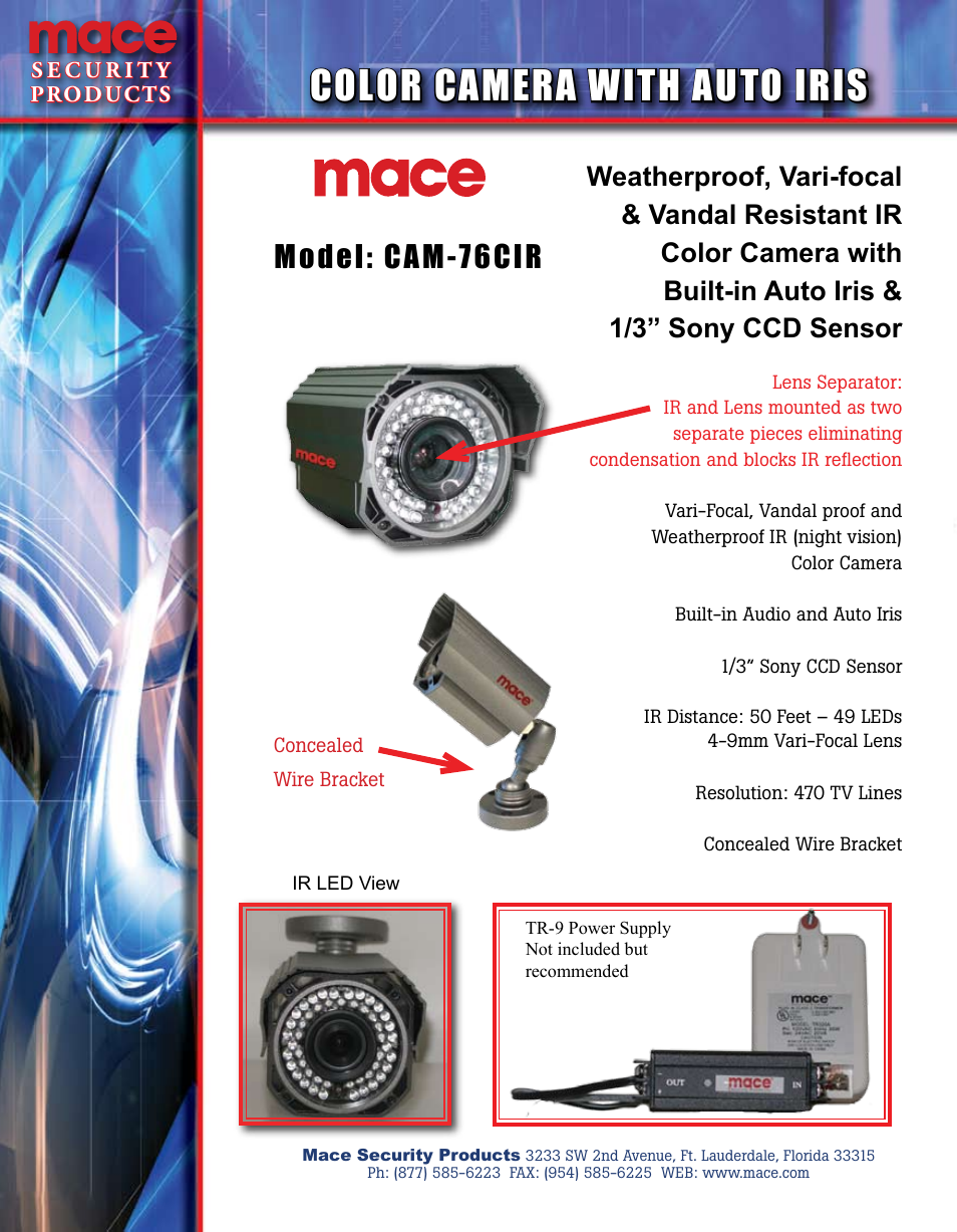 Mace CAM-76CIR User Manual | 1 page