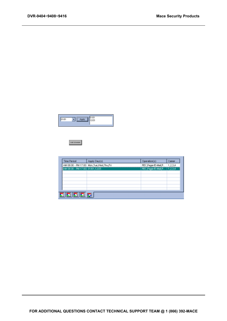 Setup video surveillance schedules for holidays | Mace DVR-9404 User Manual | Page 29 / 142