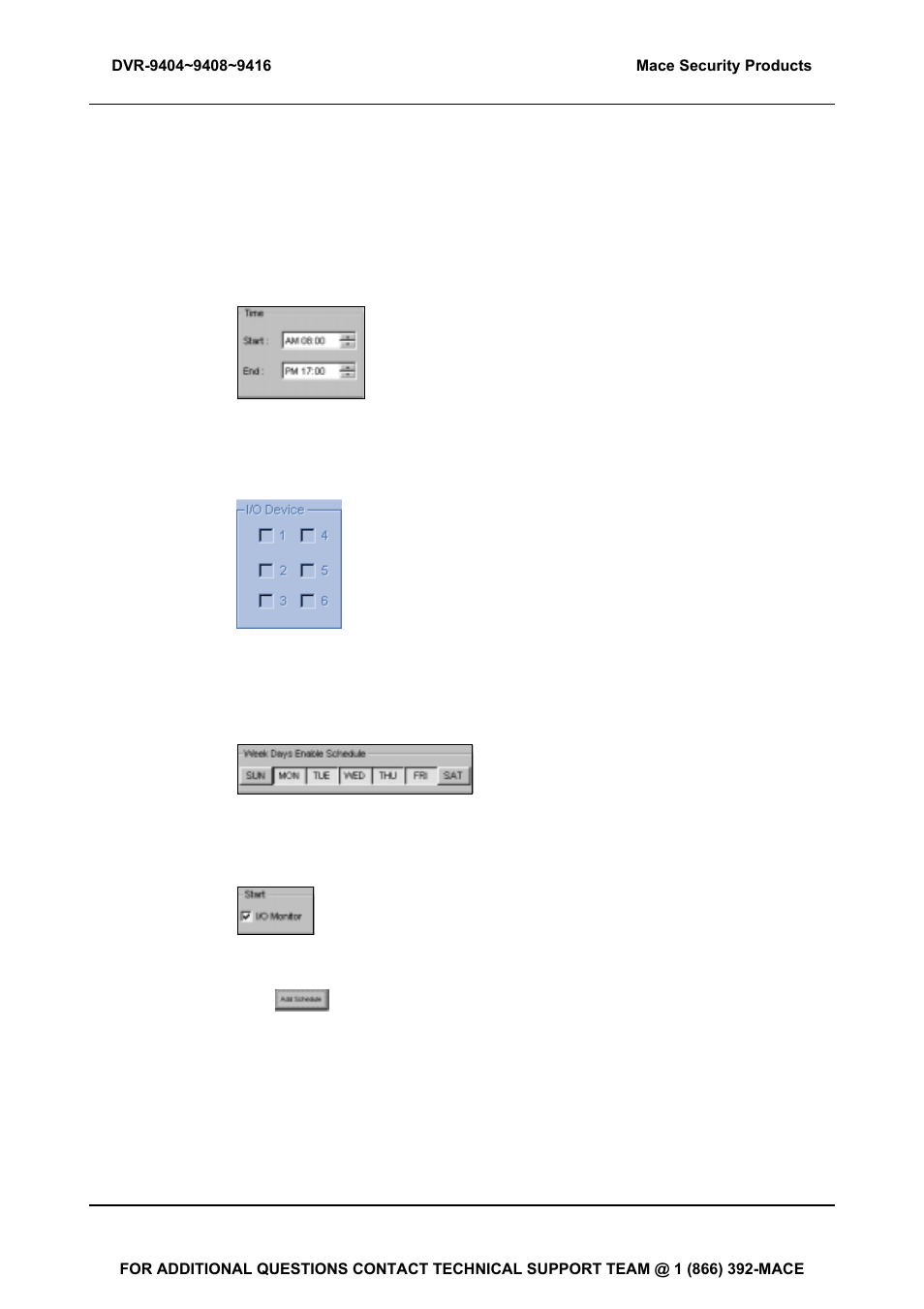 How to setup i/o surveillance schedules | Mace DVR-9404 User Manual | Page 30 / 142